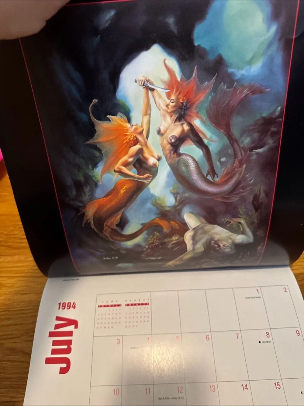 Julie Bell Fantasy 1994 Calendar - Red and Black Cover Art